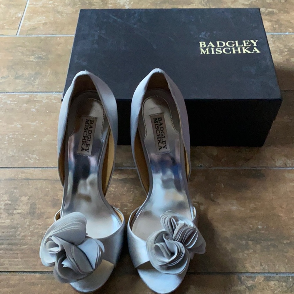 Silver Badgley Mischka heels. Size 9. Box included.